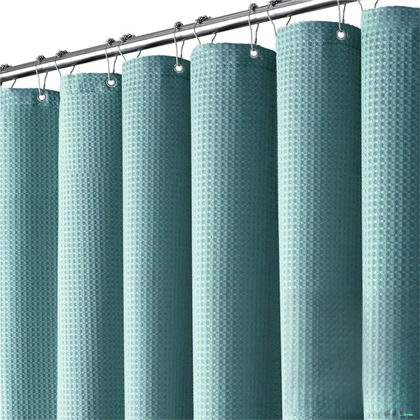 Duschvorhang 2 Stück wasserdichter, Schlichter Waffel-Duschvorhang, einfarbig, Polyester mit Haken, Badezimmer-Trennwand
