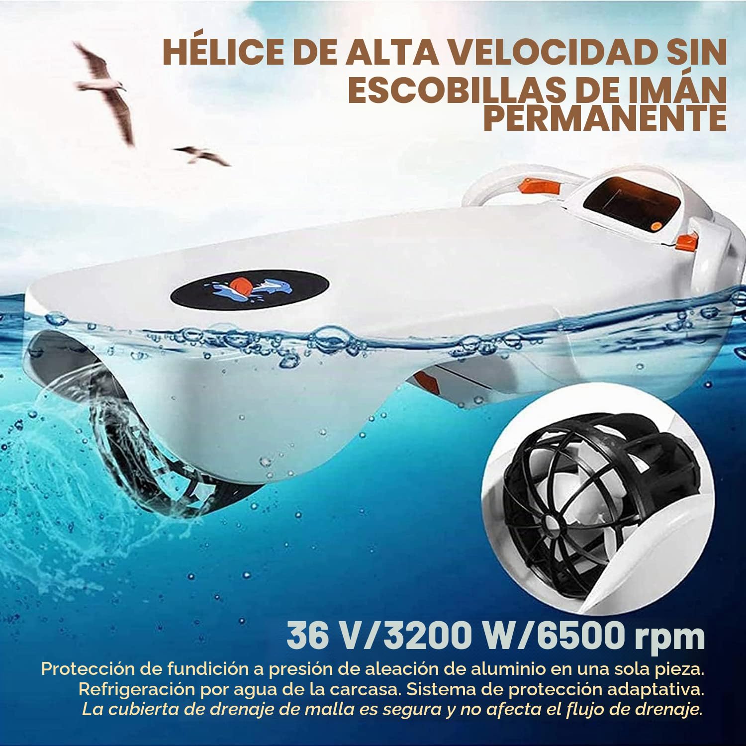 Tabla de surf eléctrica con scooter submarino inteligente, 4 niveles de velocidad, 120 minutos de batería, pantalla LCD, ideal para natación, wakeboard y bodyboard