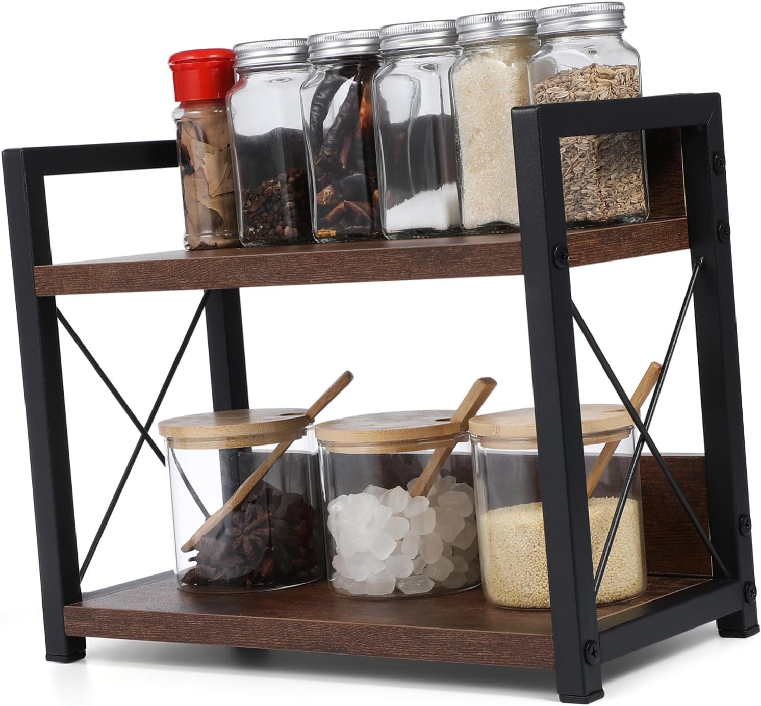 Ciieeo Double Kitchen Spice Rack Space Saving Countertop Shelf Organizer for Efficient Kitchen Storage Sturdy and Design for Spice Organization for Pantry