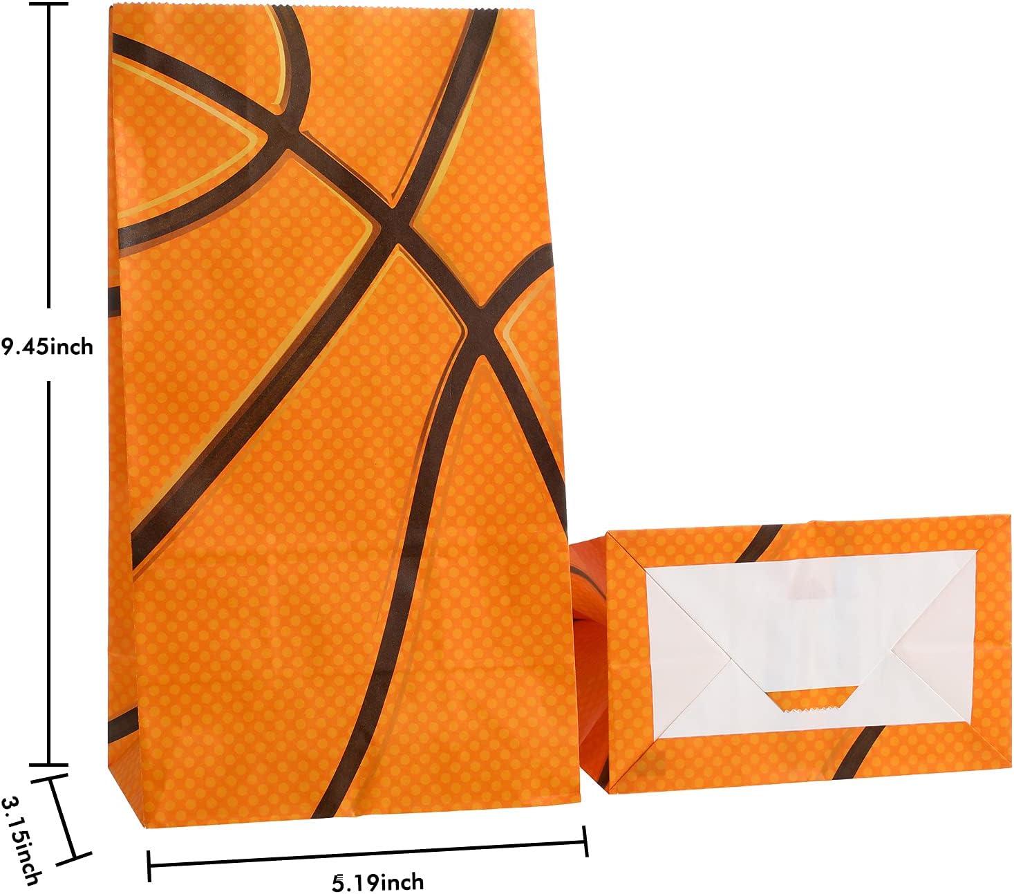 Outus 30 Pcs Basketball Gift Bags Basketball Goodie Bags Bulk Treat Snacks Candy Biscuits Toys Gift Kraft Supplies for Team Teen Adult Sport Ball Theme Birthday Present Party(Orange) - Image 3