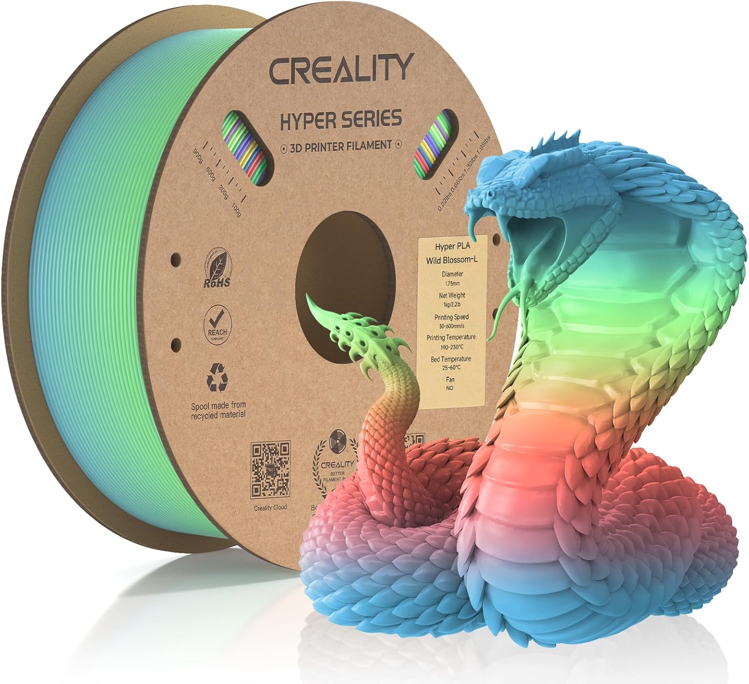Official Creality Hyper PLA Filament 3D Printer Filament, Creality PLA 3D Printing Filament for High-Speed Printing, Dimensional Accuracy +/-0.02mm, 2.2lbs/Spool