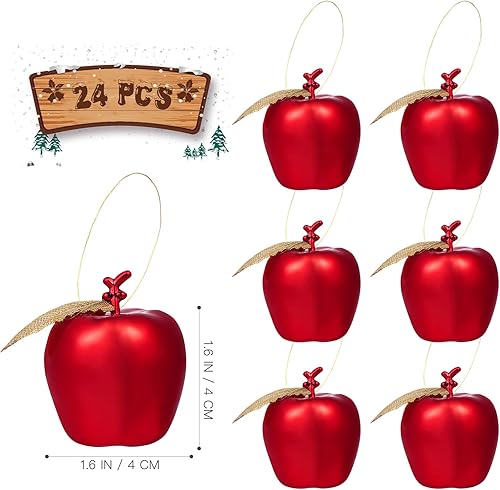 Miniatura 3 de BESPORTBLE 24pcs Adornos colgantes de Navidad Simulación de plástico Apple colgante colgante para decoraciones de árbol de Navidad