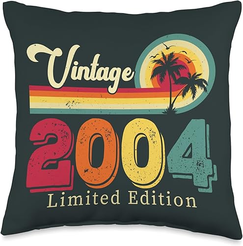 Retro Vintage 19 Years Limited Edition Vintage 2004 Edición Limitada 19 Cumpleaños Cojín de 16 x 16 pulgadas, Multicolor