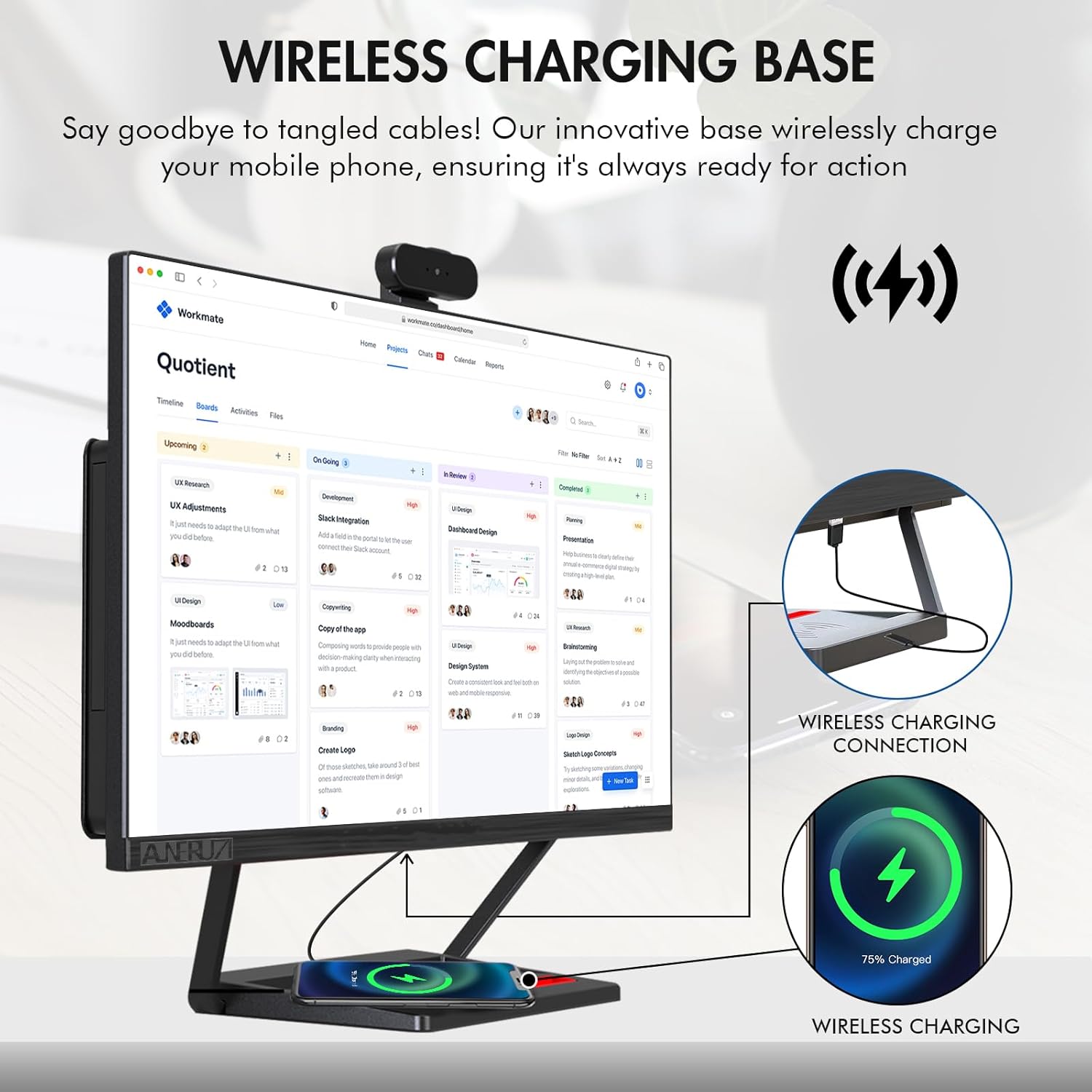 24” All-in-One Desktop Computer with Charging Panel, AMD R5 Quad-Core Desktop PC with Camera, 16G Ram 512G SSD IPS HD Display, WiFi Bluetooth for Home Business Office