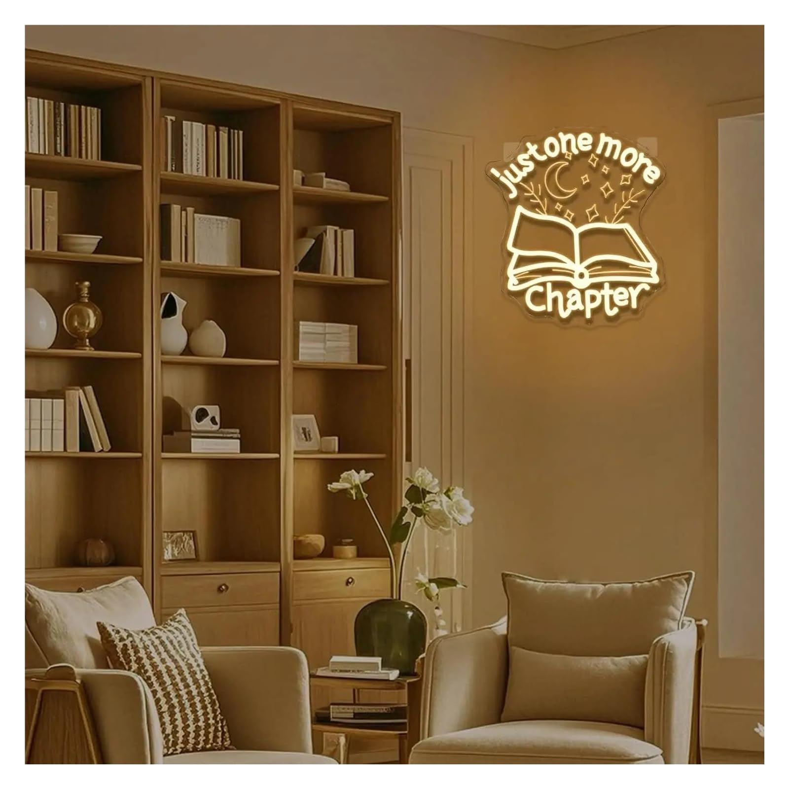 cartelli al neon personalizzati Just One More Chapter Insegna Al Neon Luce LED Dimmerabile Per Libreria Angolo Lettura Biblioteca Club Arredamento Libreria 16.54inx15.16in