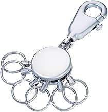 TROIKA PATENT KEY HOLDER - KYR60/MC - Round Matt Chrome Finish - Keyring with Carabiner Hook - 6 Lockable Rings for Key Organization - The Original from TROIKA