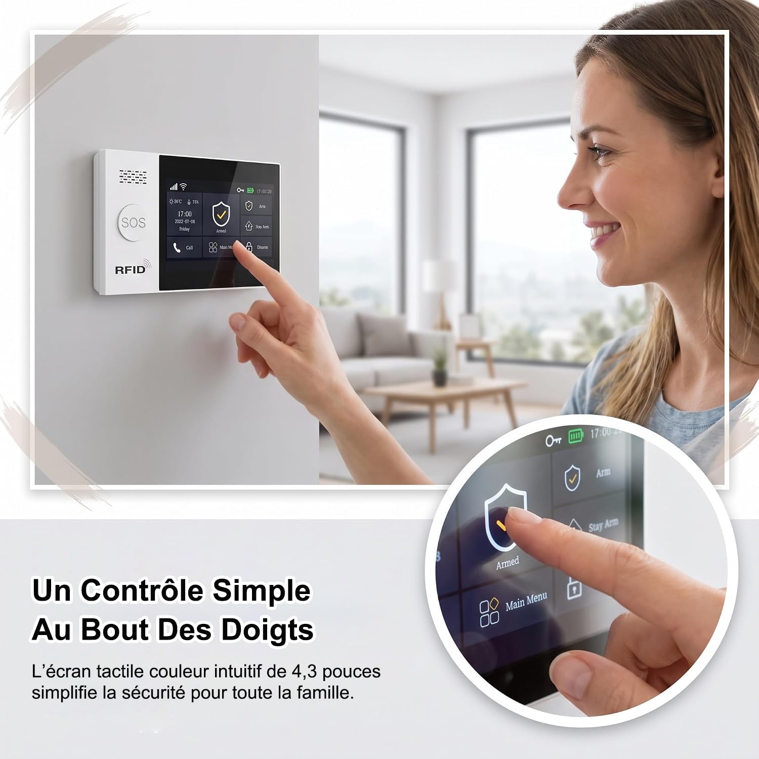 XUK Kit Alarme Maison sans Fil 4G GSM WiFi, sans Abonnement Mensuel | Alarme Maison Connectée avec App, Centrale d’Alarme Anti Intrusion avec Batterie de Secours 1000mAh, Notifications Appel SMS