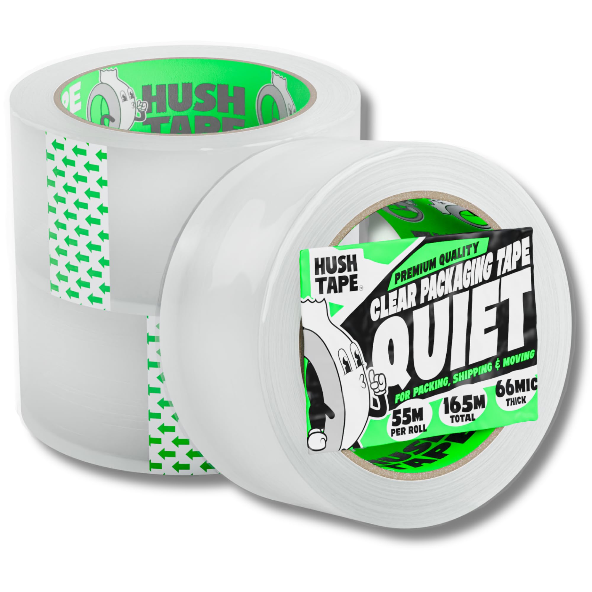 Hush Tape, Heavy Duty Low Noise Clear Packing Tape, 66 Micron