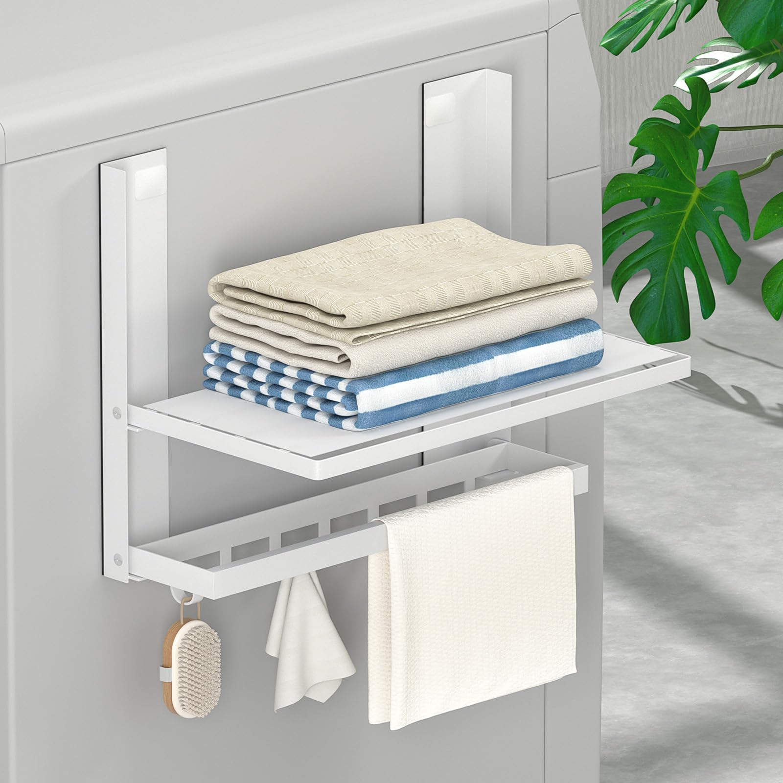 Amazon｜UTIMIU 洗濯機横 マグネットラック 折り畳み棚 2段 折りたたみ