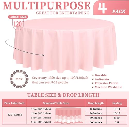 Miniatura 26 de Paquete de 8 manteles redondos blancos de 90 pulgadas, manteles redondos de poliéster lavables para mesa de tela decorativa resistente a