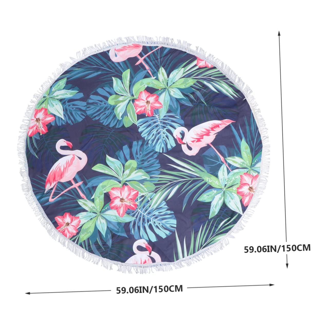 TOPBATHY Telo Mare Rotondo Stampato 150cm in Microfibra, Navy
