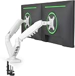 SHOPPINGALL Dual Monitor Mount for 13 to 32 Inch, Gas Spring Monitor Arm, Fully Adjustable VESA Mount with Desk Clamp - SA-GC42-WHITE