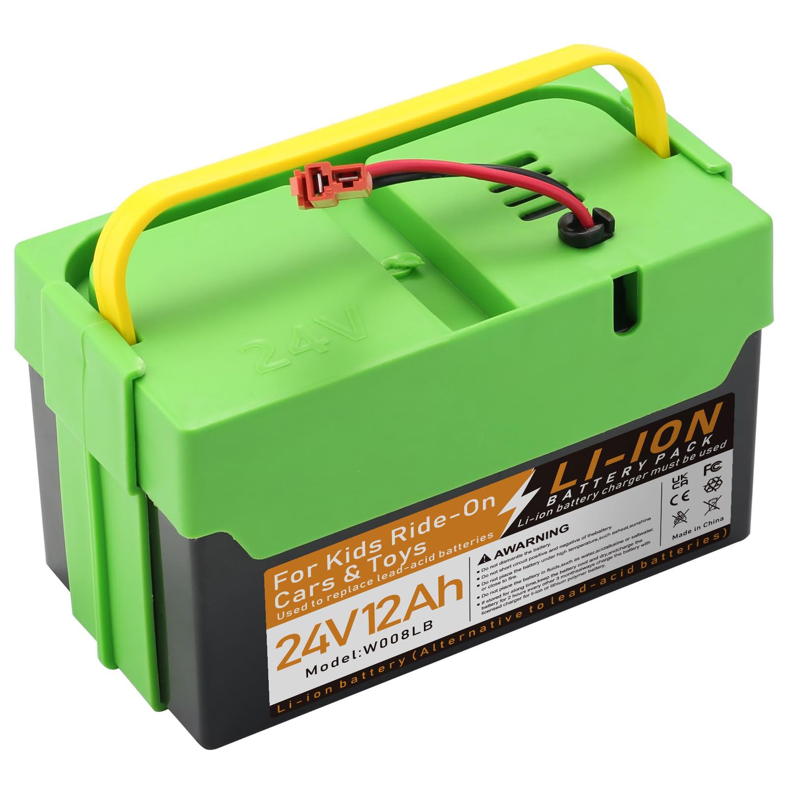 24V 12Ah Li-ion Rechargeable Battery, Replacement Battery Compatible with Best Ride on Cars Thunder UTV Kids Ride-On Car