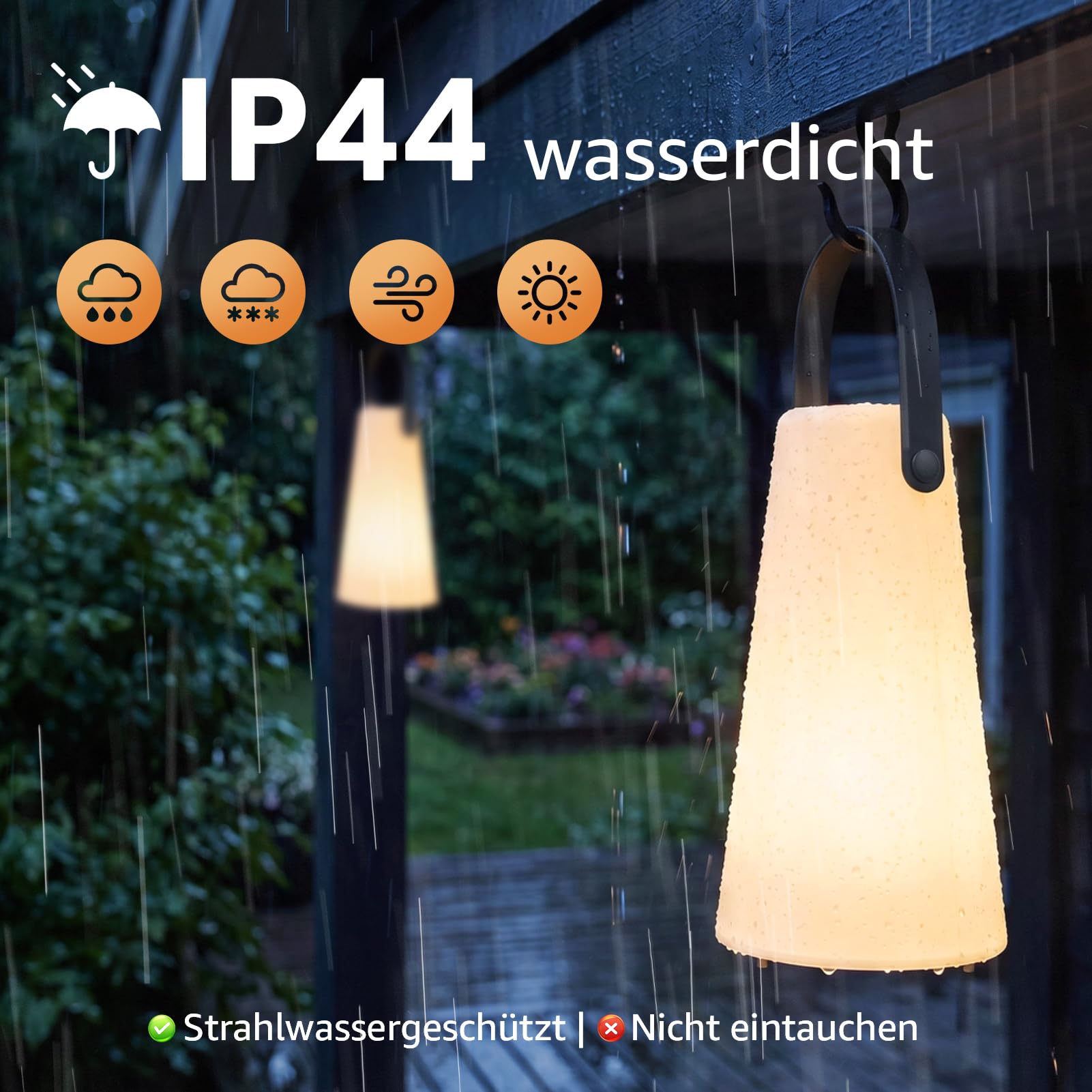 uuffoo 2er-Set LED Außen-Tischlampen, drahtlose RGB Akku-Tischlampen Outdoor mit Fernbedienung, IP44 wasserfest für Balkon, Garten, Camping & Gartendekoration(Weiß-A)