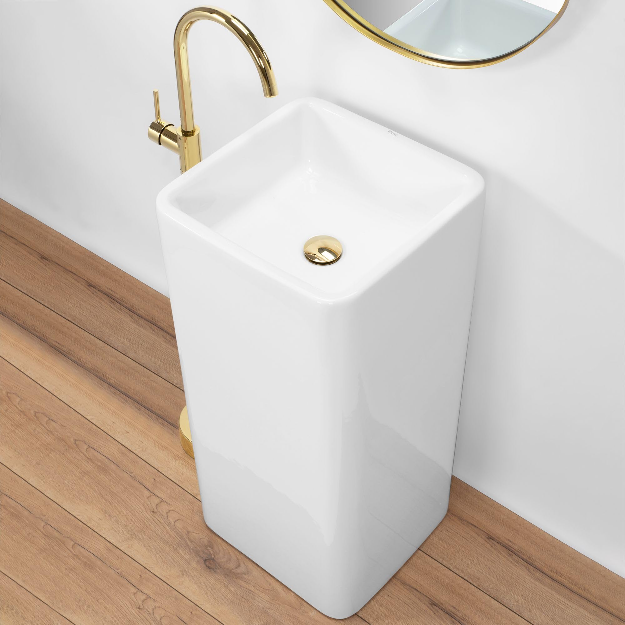 Rea HOLLY Lavabo Independiente Lavabo de baño 40 x 40,5 x 85 cm Cerámica (Blanco)