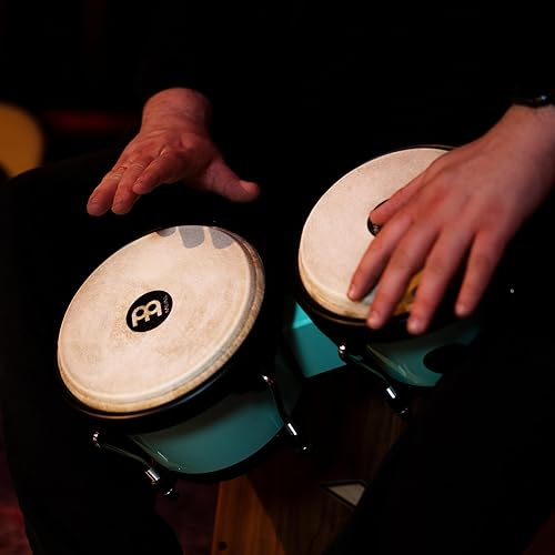 Miniatura 142 de Meinl Percussion HB100SNT-M bongós de madera natural de 6 3/4 y 8 pulgadas, Negro