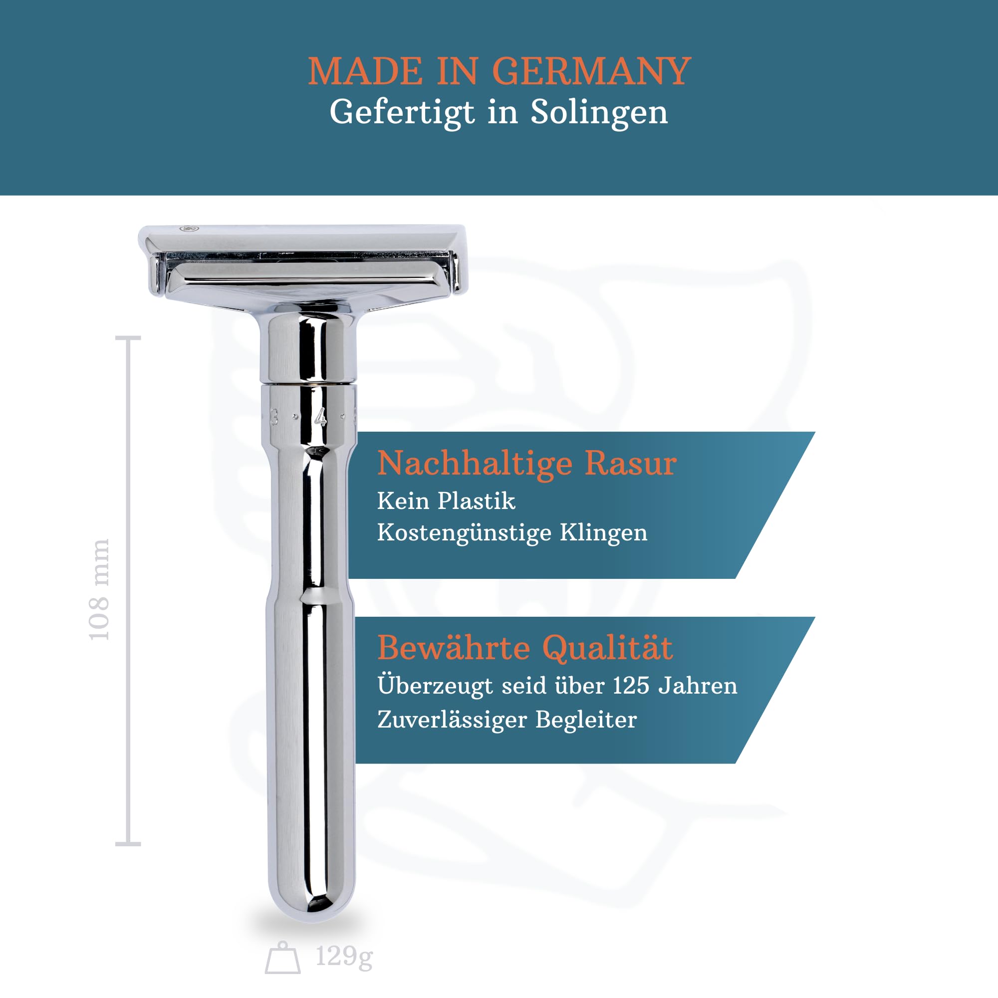 MERKUR Futur 701 maszynka do golenia Futur 701 | designerski klasyczny połysk | dwuczęściowa golarka o prostym kroju | idealna do golenia na mokro | odlew cynkowy | mosiężny uchwyt | Made in Germany