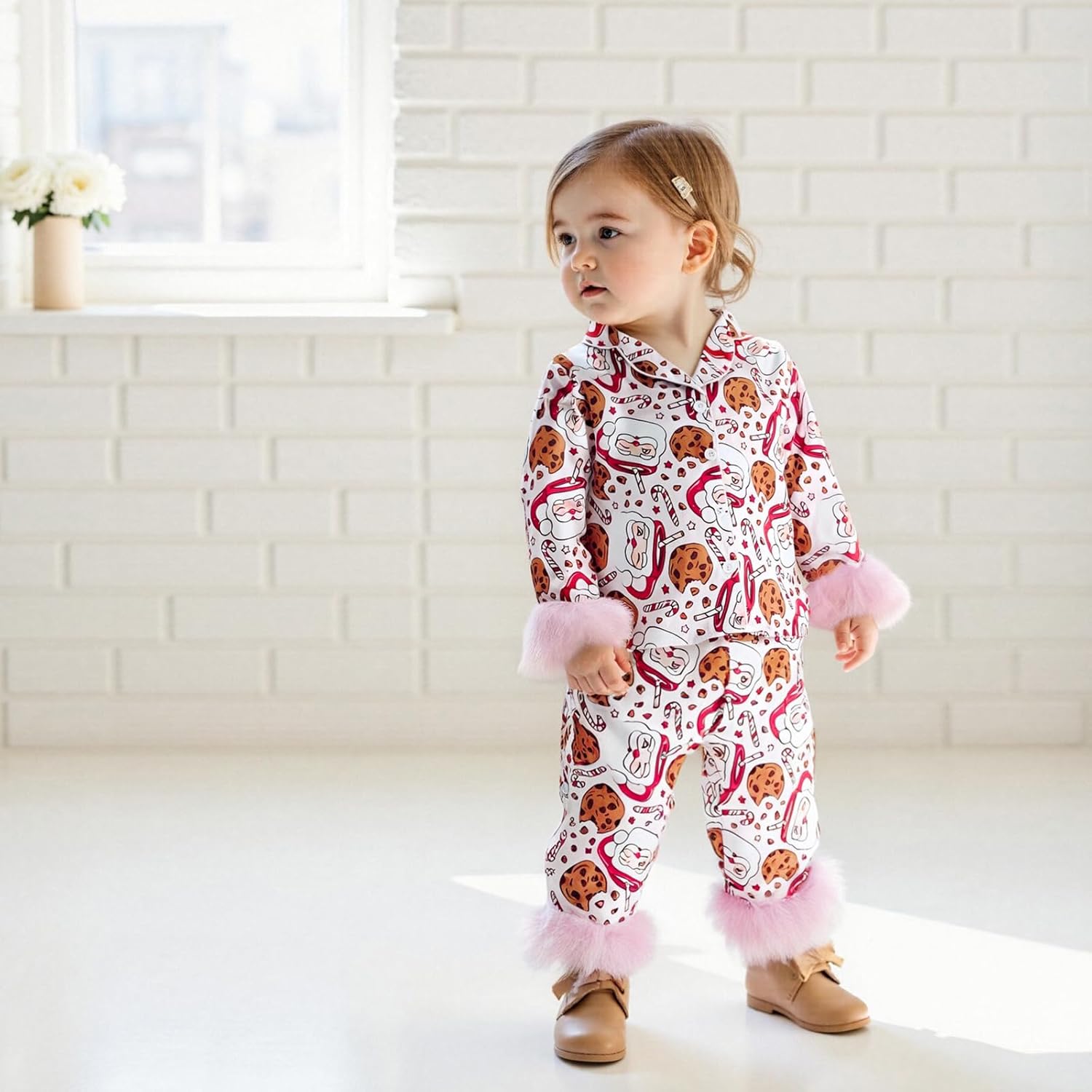 Kayotuas Halloween Pajamas Set Toddler Girl Pumpkin Pjs Feather Cuffs Button Down Shirt Pants Sleepwear Cute 2Pcs Loungewear - Image 5