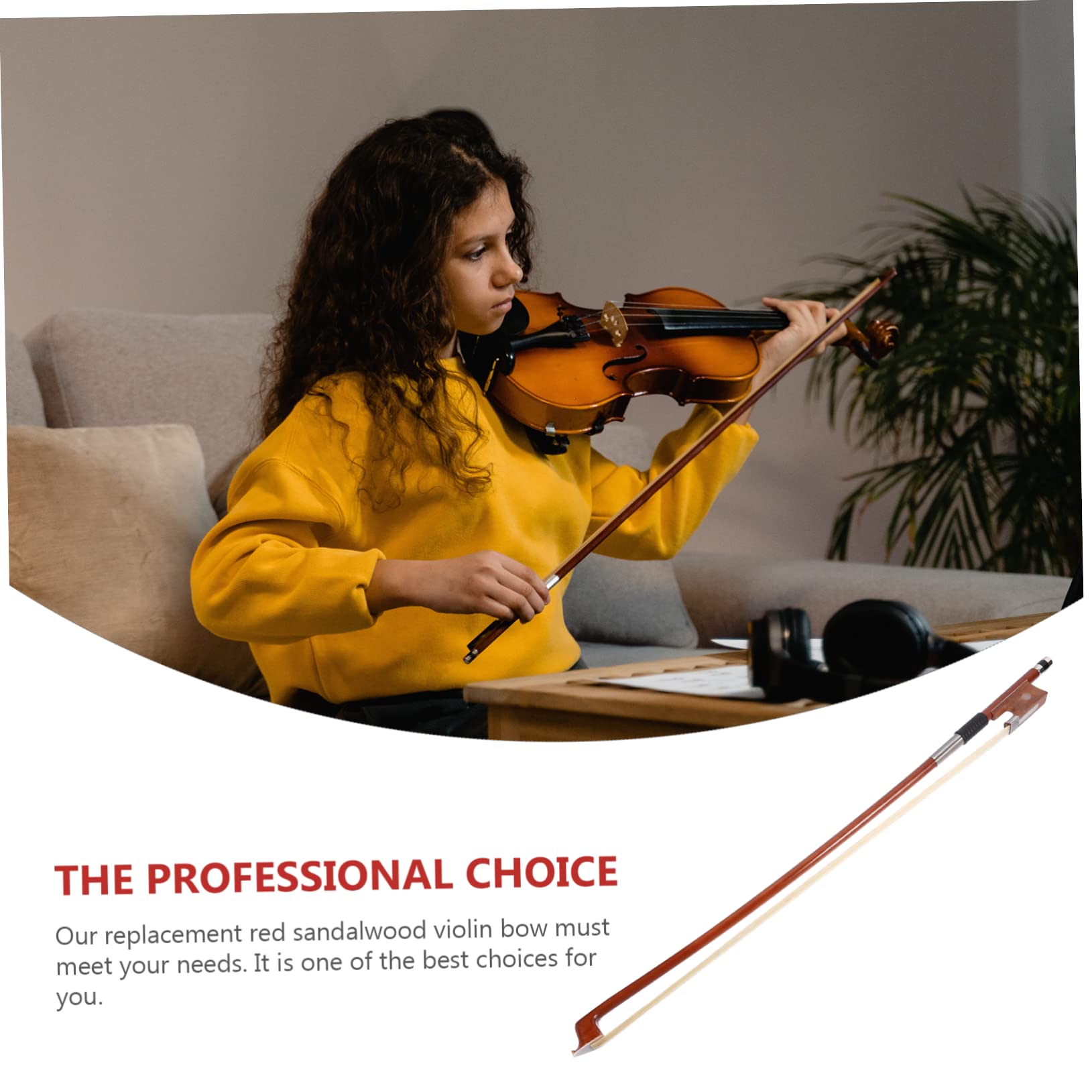 ibasenice Arco De Práctica De Violín Arco De Instrumento Arco Hecho a Mano Bien Equilibrado Rígido y Bien Equilibrado 1/2 Arco De Violín Cola De Caballo Blanca Corrección Alumno Reemplazar