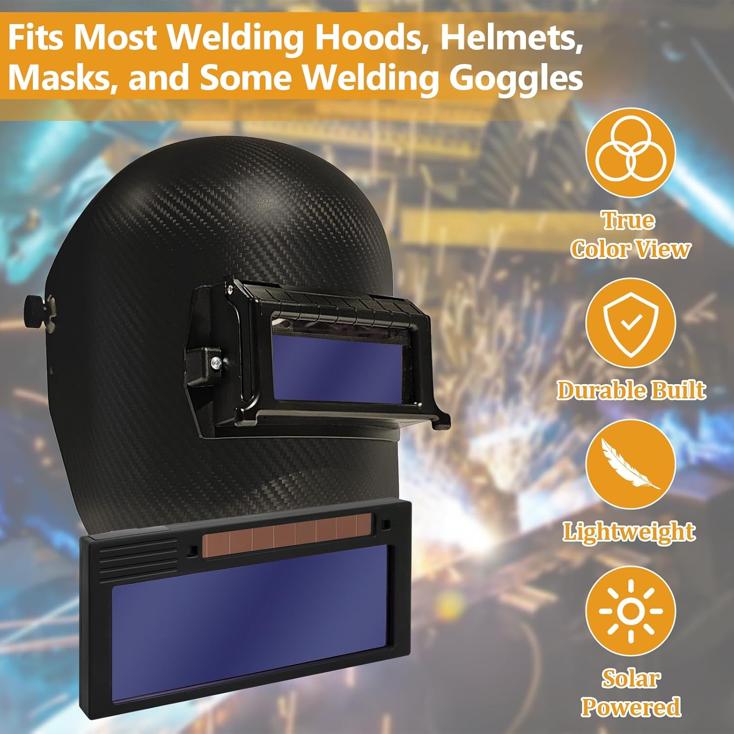 Auto Darkening Welding Lens Shade 5-13, 2" x 4 1/4" x 0.33", Adjustable Blue Welding Lens, True Color Weld View, Lens for Pancake and Pipeliner Welding Hoods and Helmets