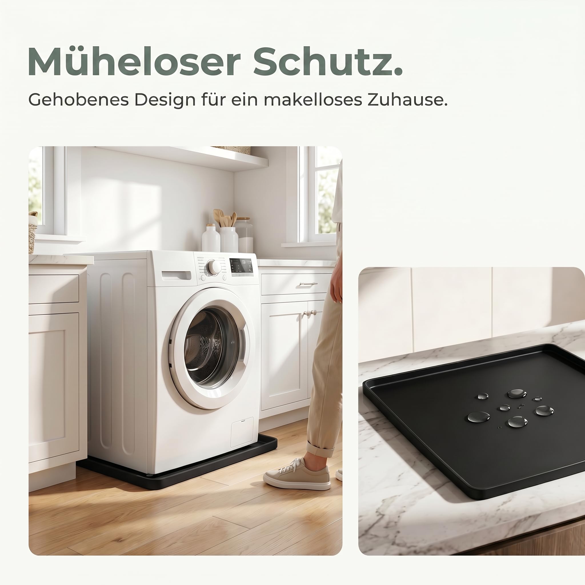 Kühlschrankmatte Silikon: 2 Stück 50x50cm Waschmaschinen Unterlage, Antirutschmatte Waschmaschine für Kühlschrank, Waschmaschine, Spülmaschine und Wäschetrockner Schwarz