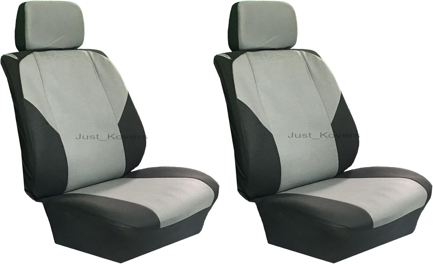 Universal Polyester 4 Pcs Low Back Black and Gray Seat Covers for Auto Cars SUVS - Front Pair (Black & Gray)