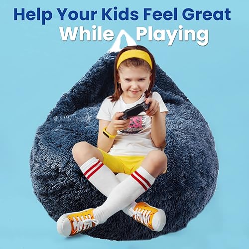 Miniatura 6 de Cheer Collection Bolsa de almacenamiento de animales de peluche, organizador de almacenamiento de juguetes para niños y silla puff con asa, bolsa de