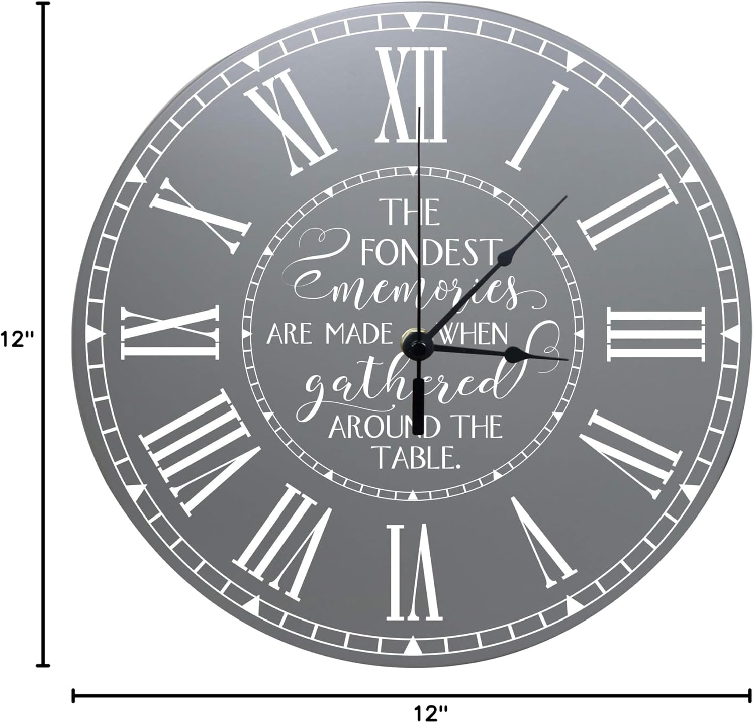 LifeSong Milestones Personalized Everyday Family Wall or Desktop Clock for Living Room, Bedroom, Kitchen, Office, New Home, Couples Gift 12 Inch Diameter - The Fondest (Grey)