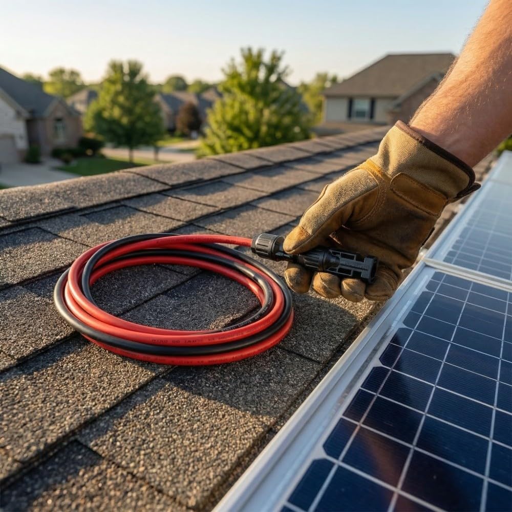 39.37 Inch Copper 2.5mm² Solar PV Installation Extension Cable Stable Weather Resist Easy Connect Durable for MC4 Connector Cable Wire Outdoor Power