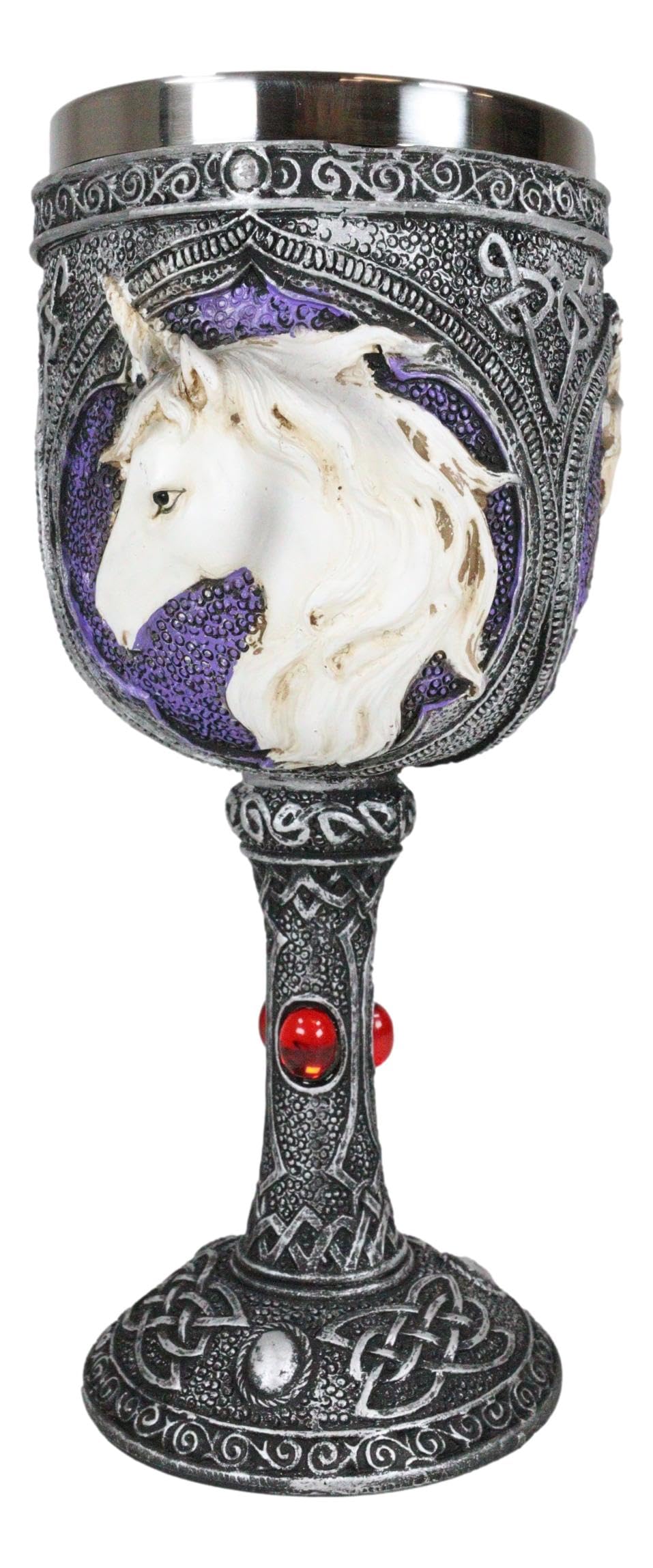 Magical Enchanted Waterfall Kingdom Unicorn 5oz Wine Drink Goblet Chalice Resin Figurine With Stainless Steel Cup