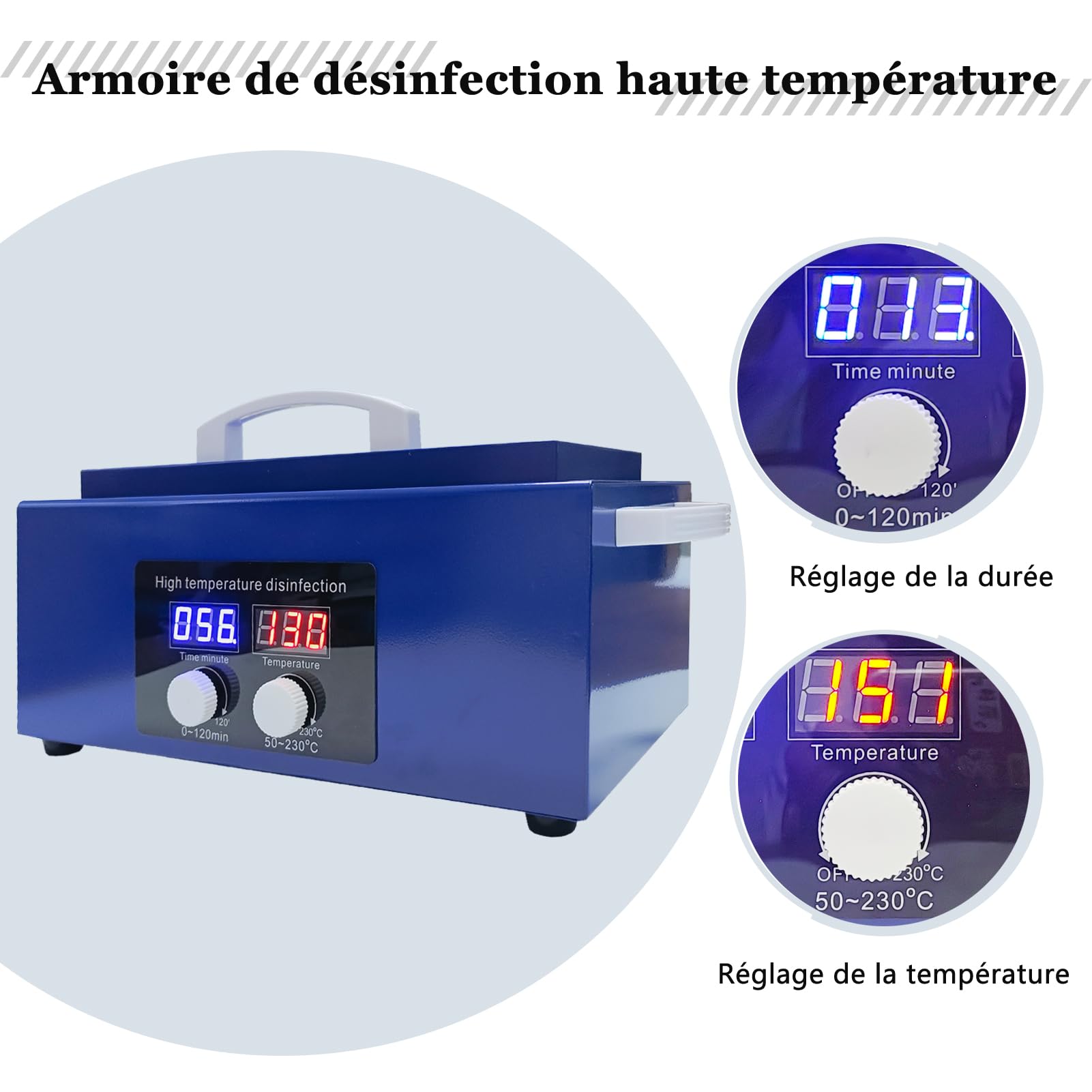 300W Sterilisateur electrique, 230℃ autoclave stérilisateur, 2.2L Stérilisateur pour ongles, convient pour les outils de manucure, de beauté, dentaires, etc.