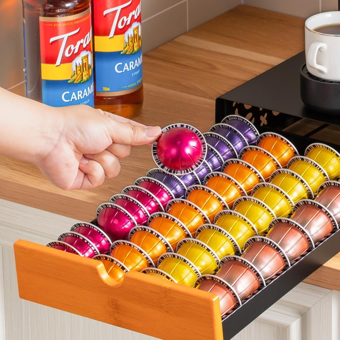 Flagship Vertuo Pod Holder Coffee Storage for Nespresso - Black Metal Fits All Size Vertuo Pods