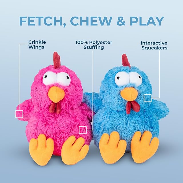 Foto 3 de 6 de Best Pet Supplies Mrs. Cluck - Juguete Interactivo de Peluche chirriante para Cachorros o Perros de Raza…