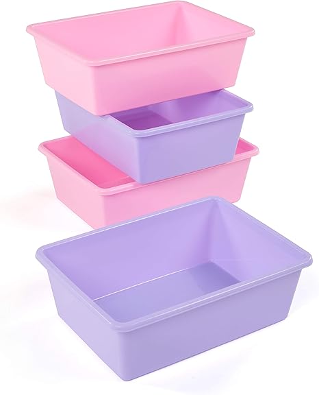 pink storage bins with wheels