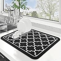 Vista 53 de WISELIFE Tapete de secado de platos súper absorbente, tapete de secado de platos grande para encimera de cocina, tapete de secado de platos fácil