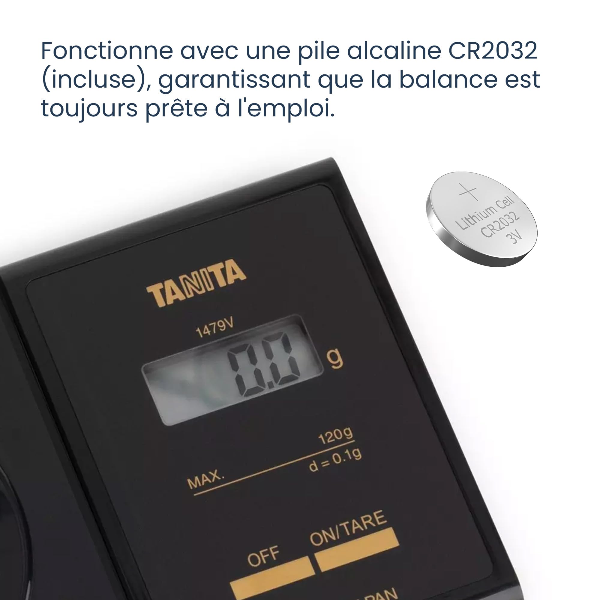 TANITA 1479V – Mini balance de précision 0,01 g – Fabriquée au Japon, capacité 120 g, design compact avec écran LCD