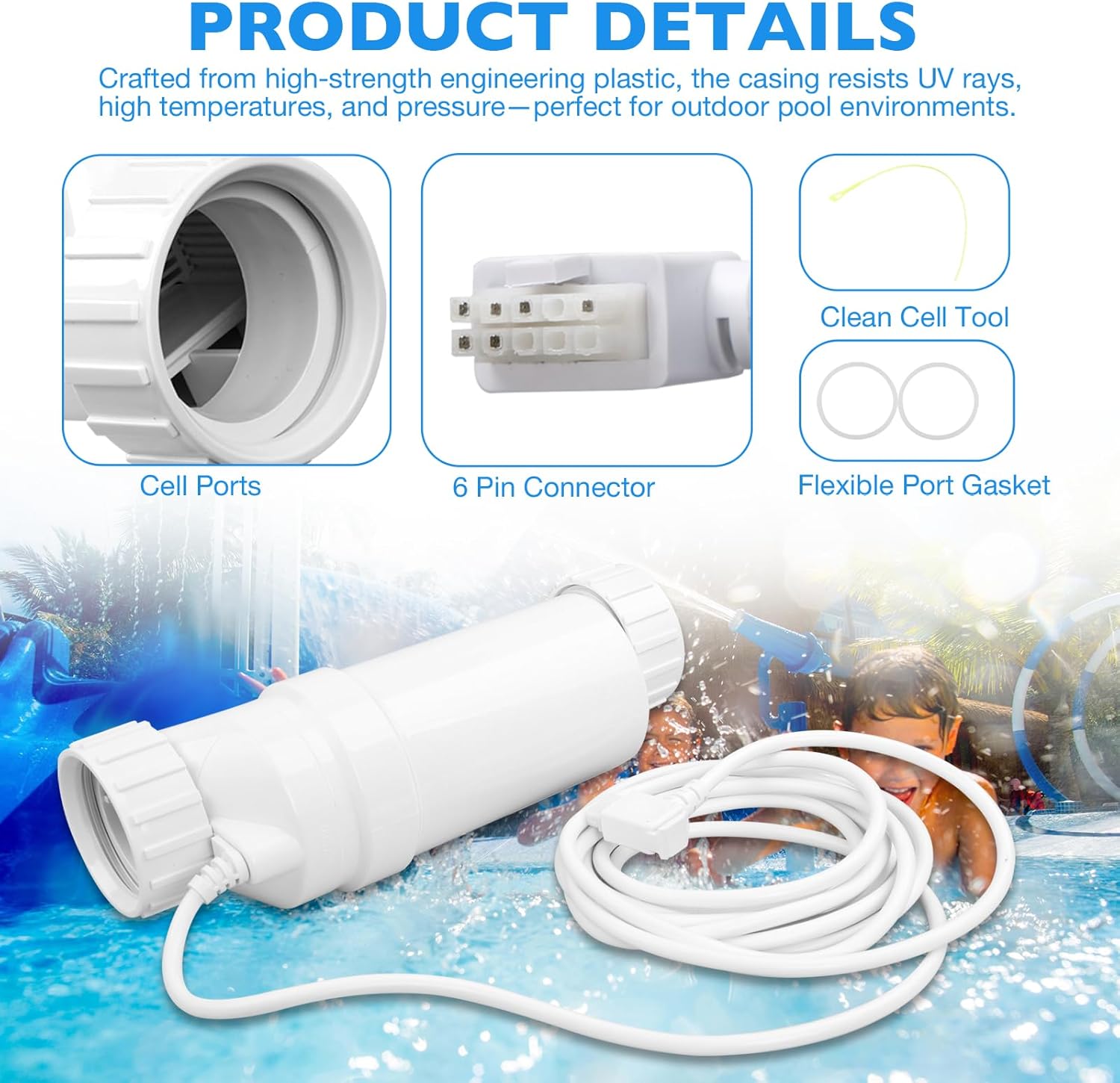 Salt Cell T-15 Replacement for Hayward Turbo TCELL940,W3T-CELL-15, Up to 40,000 Gallons Salt Chlorine Generator Compatible with AquaRite, AquaTrol & More System for In-Ground Swimming Pools