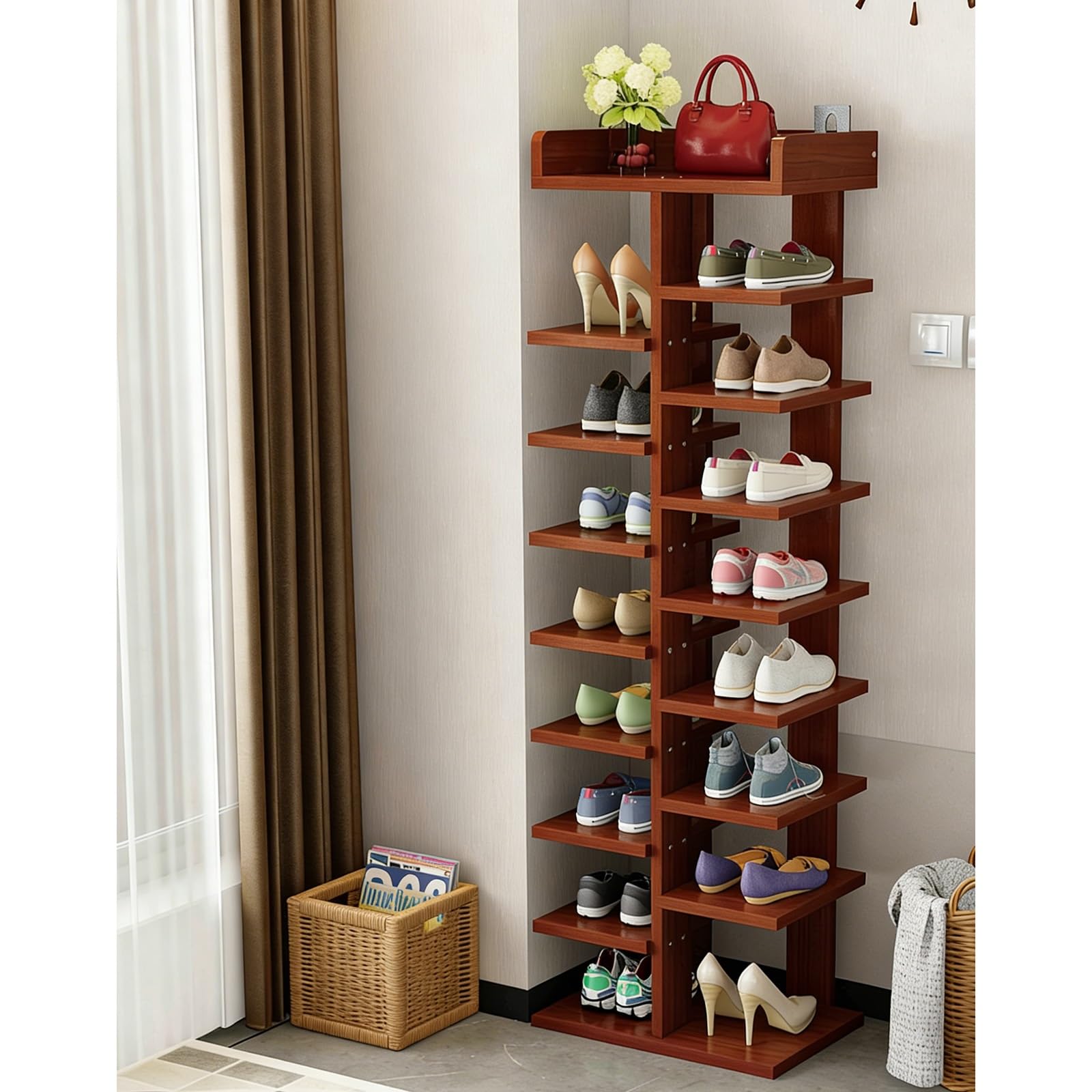 Étagère à chaussures fine de 122 cm de hauteur pour optimiser votre entrée
