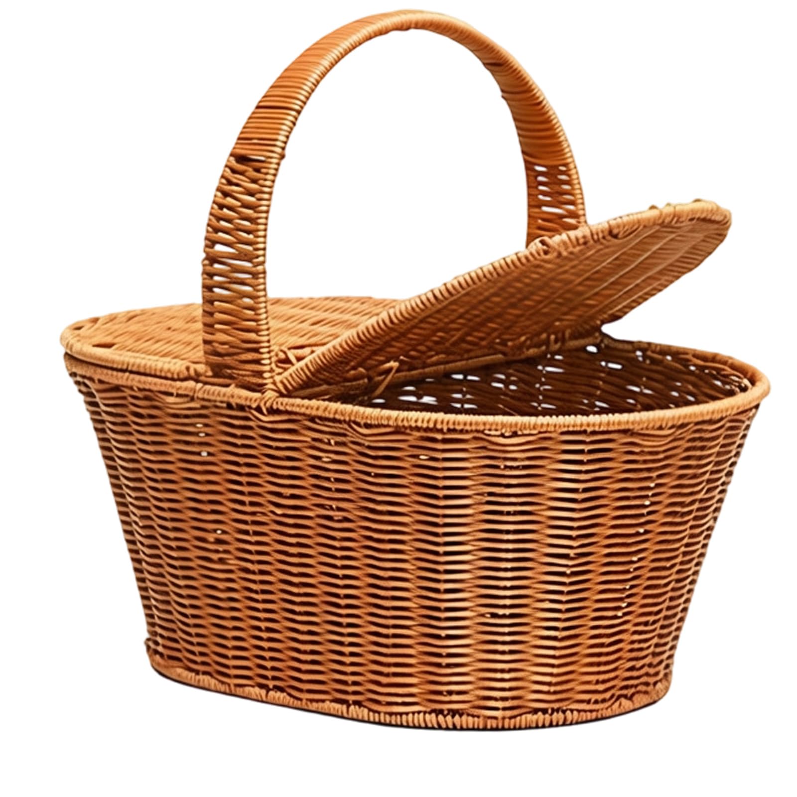 Handwoven Organizers Basket with Top Lid and Easy Grip Handle Room Compartment for Household Items Outdoor Meal Supplies