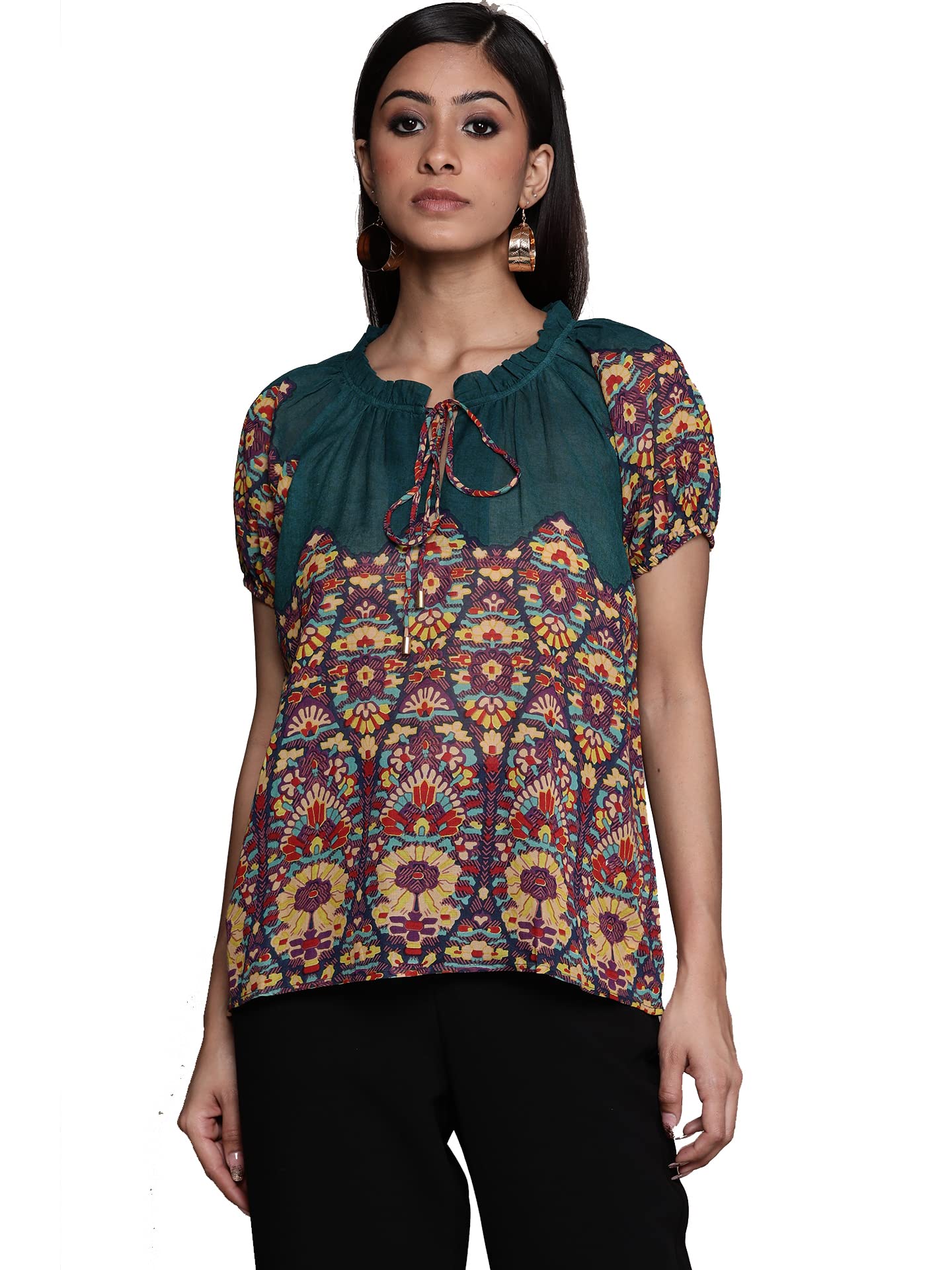 Label RITU KUMARTeal Printed Top