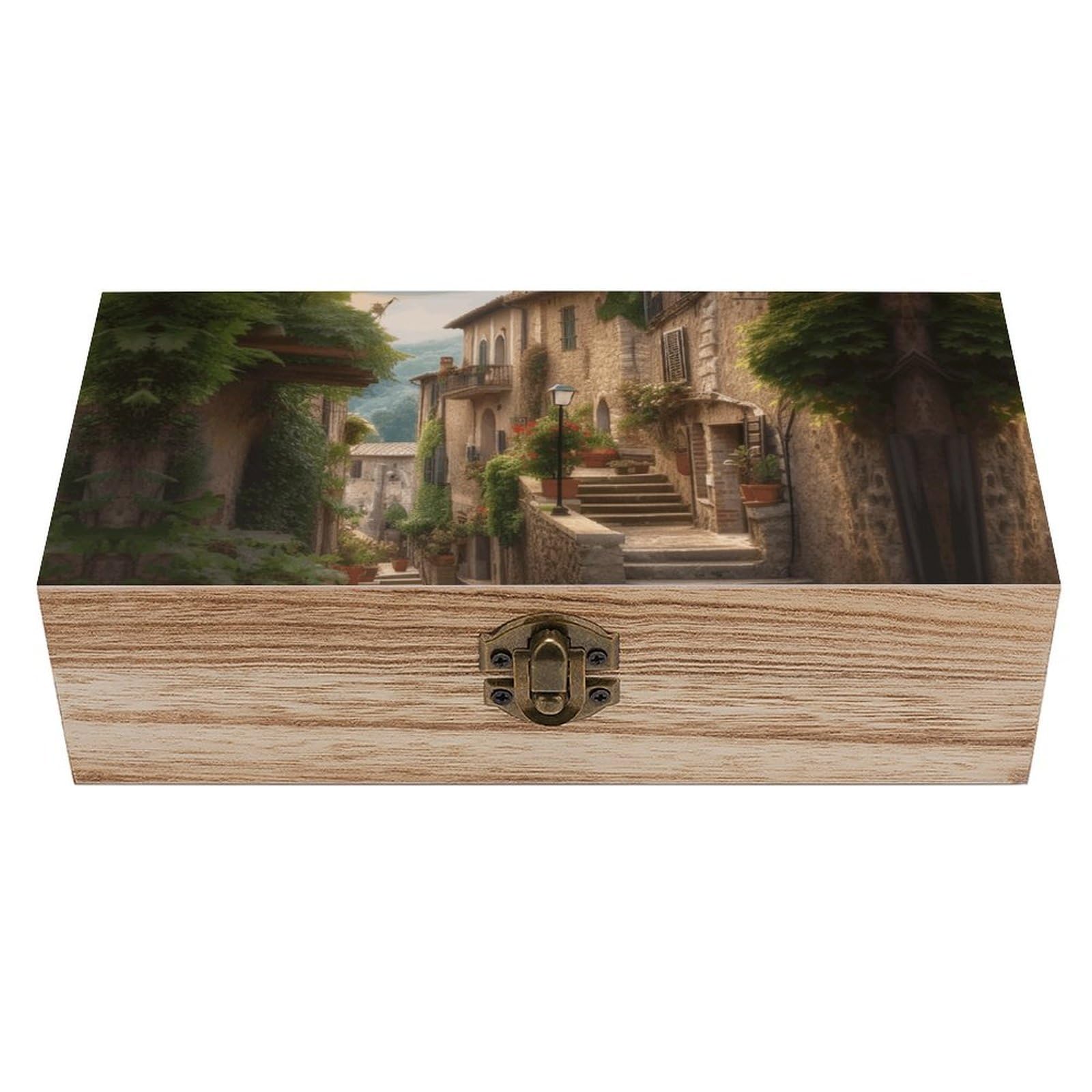 LZQPOEAS Italy Tuscan Wooden Storage Box Small Decorative Box with Hinged Lid Handmade Elegant Keepsake Storage Box for Jewelry, Photos, Trinkets, Letter Gifts, Small Heirlooms