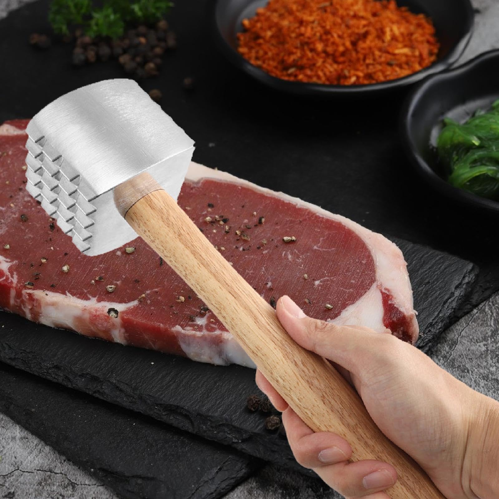 Fleischklopfer aus Holz, Fleischweichmacher, Rindfleischsteakhammer, Hähnchenstampfer, Fleischklopfer,