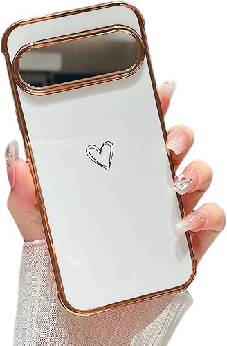 Vista 97 de ZTOFERA Funda diseñada para Samsung Galaxy A13 5G/Galaxy A04S, bonito borde chapado con patrón de corazones de amor con protección para lente