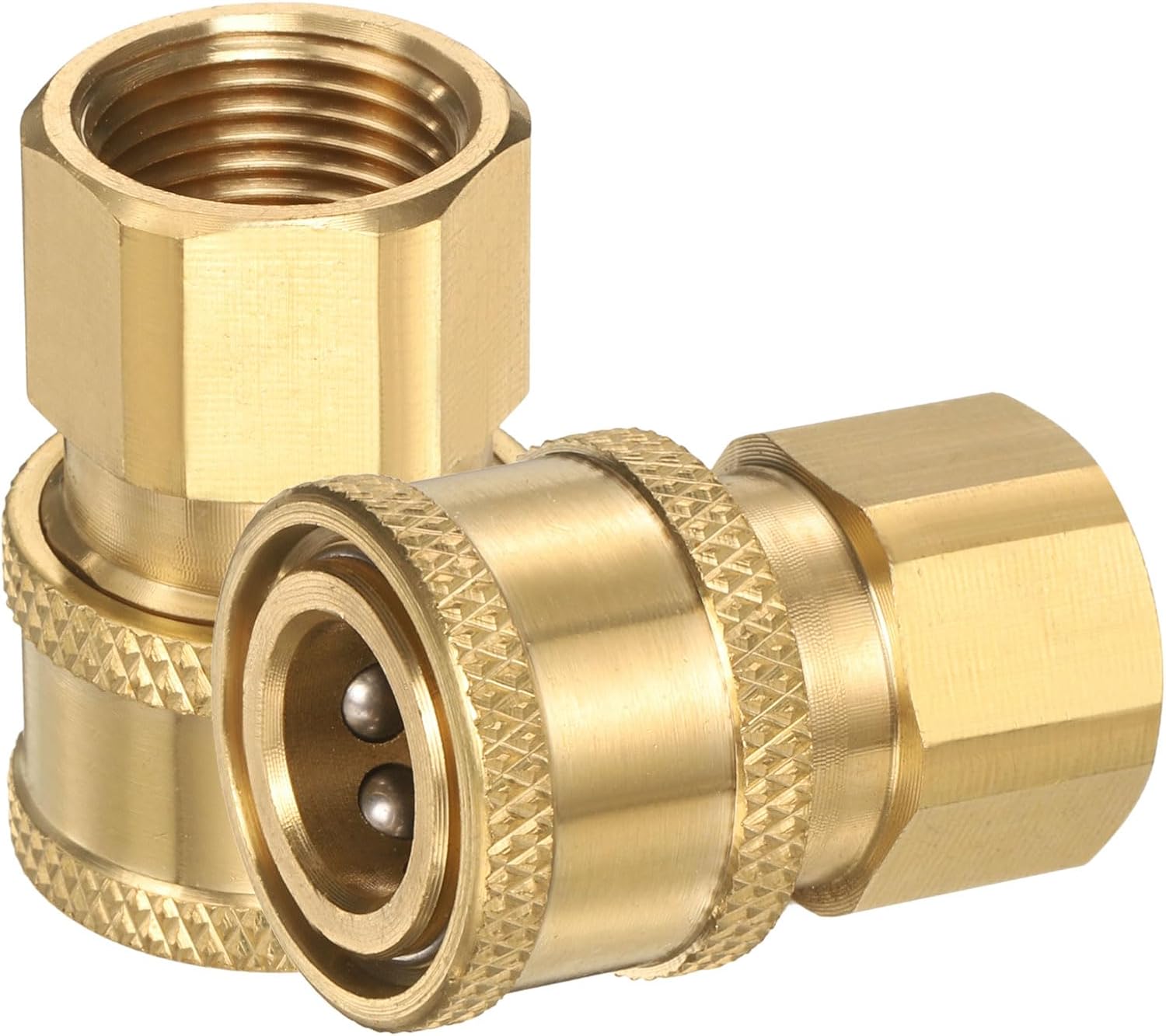 uxcell 2Pcs Pressure Washer Adapter, 1/4" Female Quick Plug to M22 Female Quick Connect Fittings Brass Swivel Adapter for Pressure Power Washers Hose