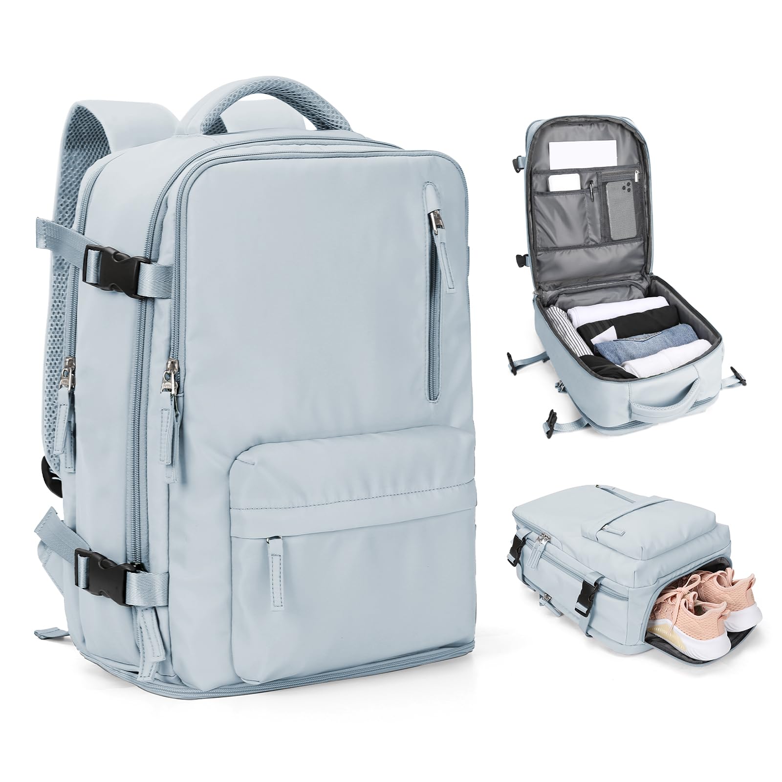 Cabin Bags for Travel, Underseat Carry on Hand Luggage Backpack for Women Airplane Approved Travel Backpack Personal Item Travel Bag 14 inch Laptop Backpack for Business Casual Work Beige — view 61