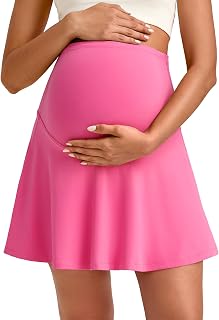 BareFeel Maternity Tennis Skirt with One Pocket Over The Belly Stretchy Pregnancy Workout Skorts Inner Shorts Golf