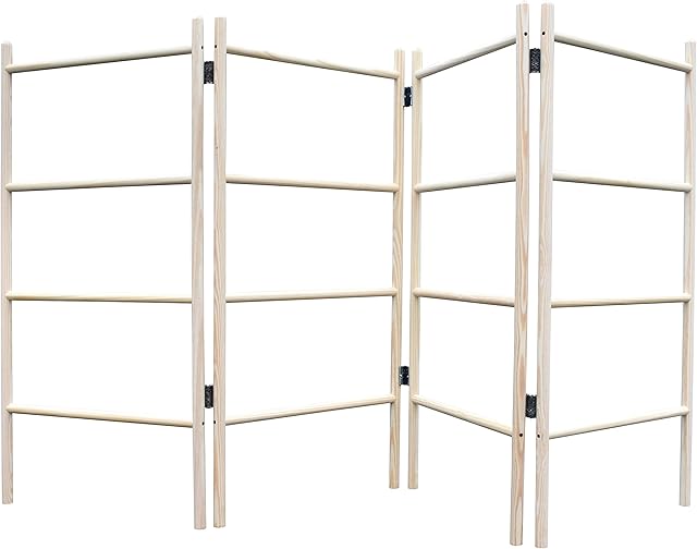 4-Panel Wooden Clothes Horse Airer - Quality, Folding Laundry Dryer