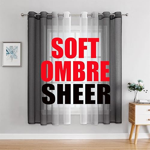 G2000 Sheer Curtains & Drapes 63 Inch Length Grey and White Ombre Curtains for Bedroom Living Room Window Curtains Light Filtering Curtains Grommet Curtains for Patio Sliding Glass Door 2 Panels Set