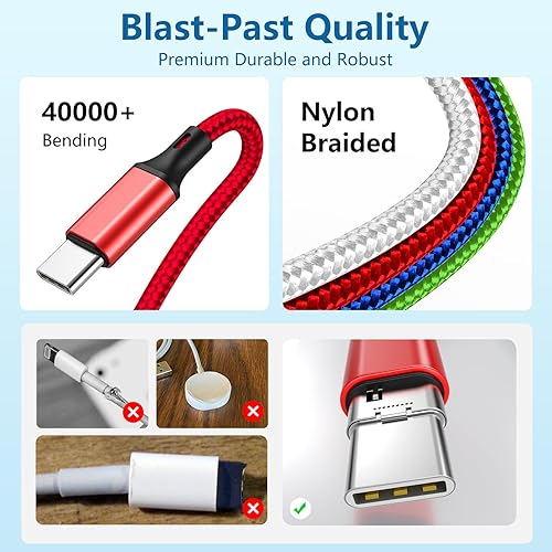 Miniatura 3 de Paquete de 2 cables de carga múltiple para Apple Watch, cargador inalámbrico magnético USB de nailon trenzado, USB CLightningMicro Port compatible