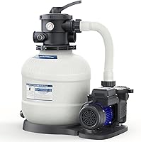 AQUASTRONG 14in Sand Filter Pump for Above Ground Pools - 3000 GPH, 2/3 HP, Programmable Timer, 6-Way Valve